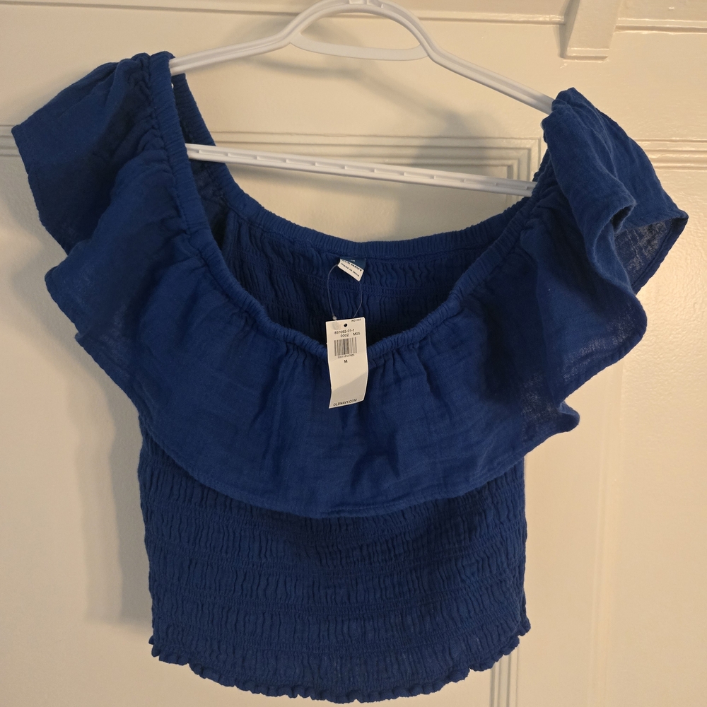 NWT Old Navy Blue Ruffled Women's Top Size M